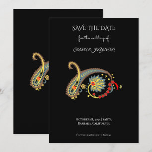 Mandala Floral Art – Boho Paisley Poster Design Save The Date