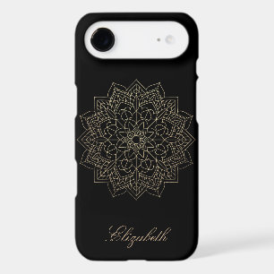 Mandala floral doré tendance, noir - Personnalisé