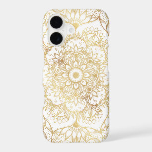 Mandala floral élégant en or blanc