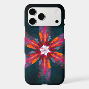 Mandala floral Fleurs Orange Rouge Bleu Abstrait
