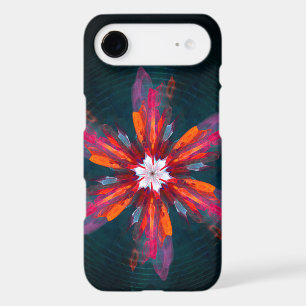 Mandala floral Fleurs Orange Rouge Bleu Abstrait