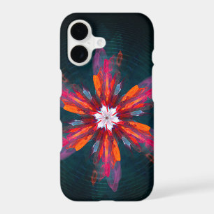 Mandala floral Fleurs Orange Rouge Bleu Abstrait