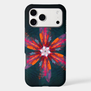Mandala floral Fleurs Orange Rouge Bleu Abstrait