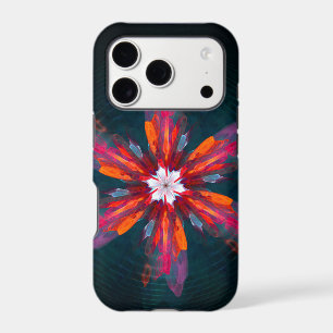 Mandala floral Fleurs Orange Rouge Bleu Abstrait