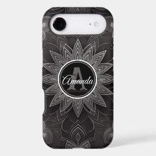 Mandala floral noir et blanc complexe