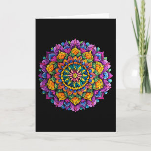 Mandala Floral Zen Vibrant Circular Pattern Card