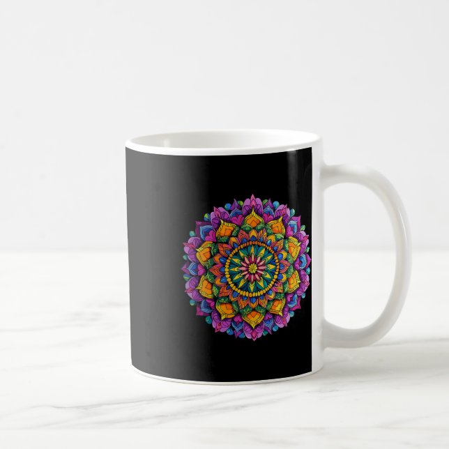 Mandala Floral Zen Vibrant Circular Pattern  Coffee Mug (Right)