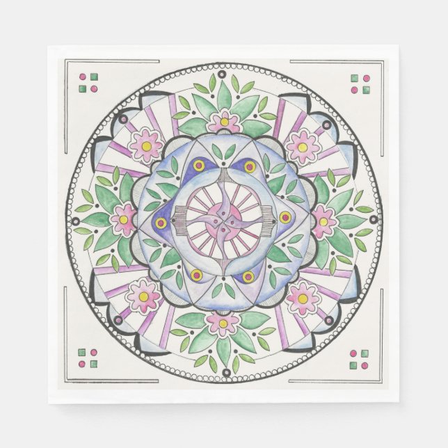 Mandala Floribunda design on paper napkins (Front)