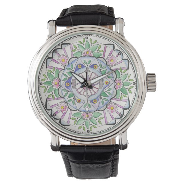 Mandala Floribunda design sur montre (devant)