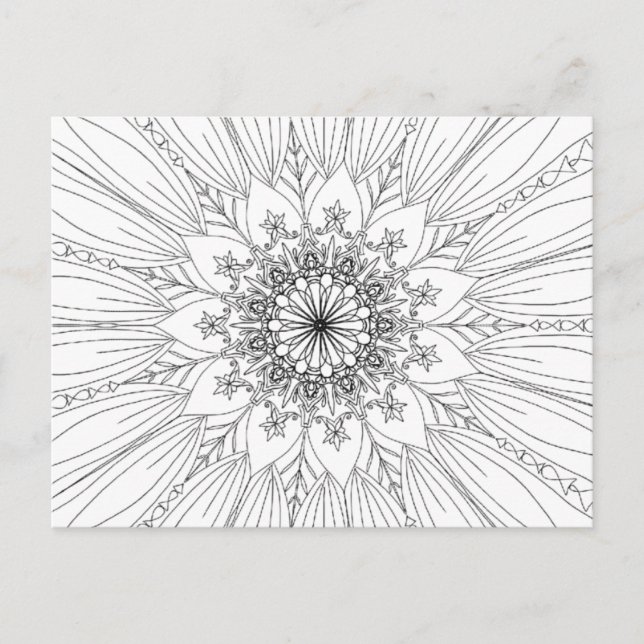 Mandala flower colouring floral pattern postcard (Front)