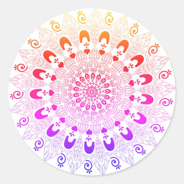 Mandala Flower Design  Classic Round Sticker (Front)