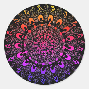 Mandala Flower Design Classic Round Sticker