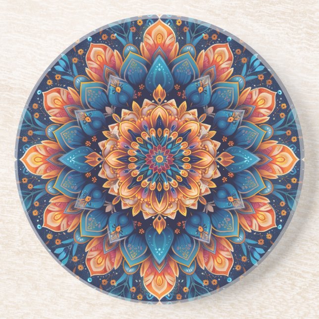 Mandala Flower Digital Art Style-23907. Coaster (Front)