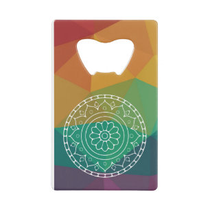 Mandala flower india rainbow boho chic credit card bottle opener