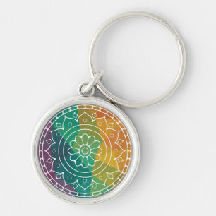 Mandala flower india rainbow colourful boho keychain