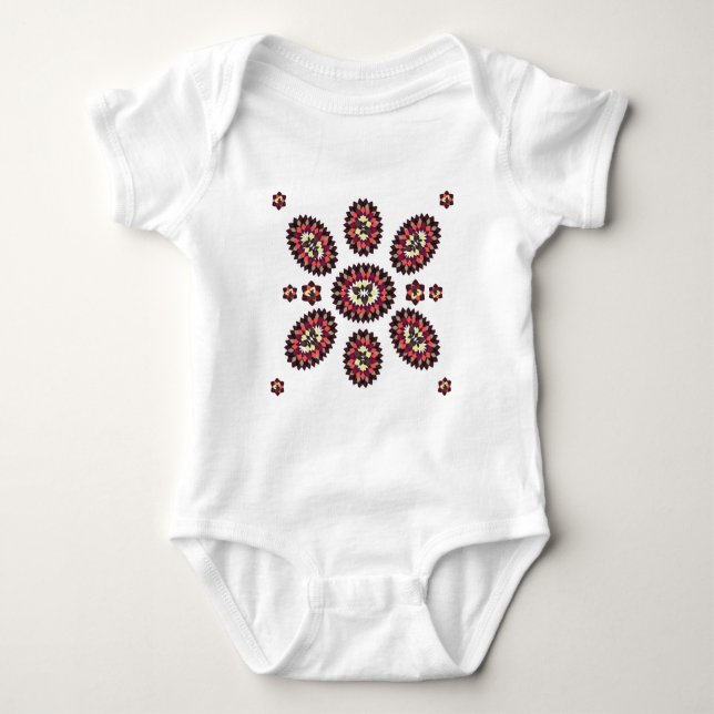 Mandala Flower Pattern Baby Bodysuit (Front)