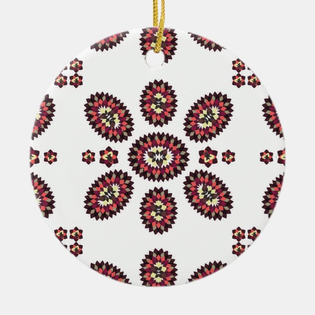 Mandala Flower Pattern Ceramic Ornament (Front)