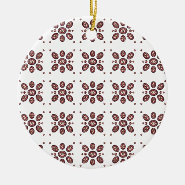 Mandala Flower Pattern Ceramic Ornament (Front)