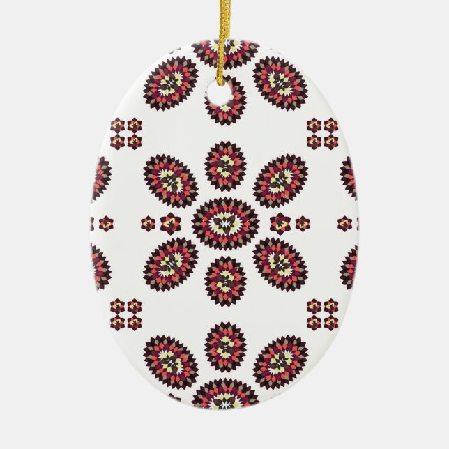 Mandala Flower Pattern Ceramic Ornament (Front)