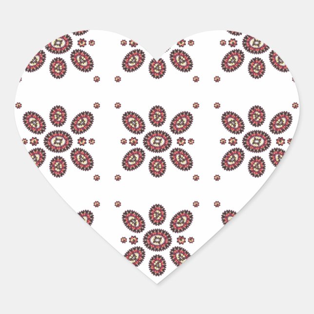 Mandala Flower Pattern Heart Sticker (Front)