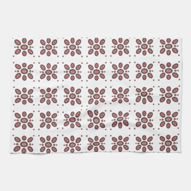 Mandala Flower Pattern Kitchen Towel (Horizontal)