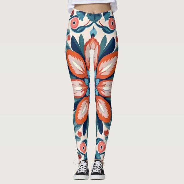 Mandala Flower Pattern Leggings (Front)