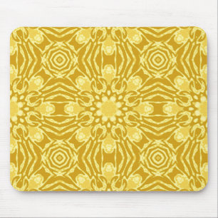 Mandala Flower Pattern - Mustard Gold and Yellow  Mouse Pad