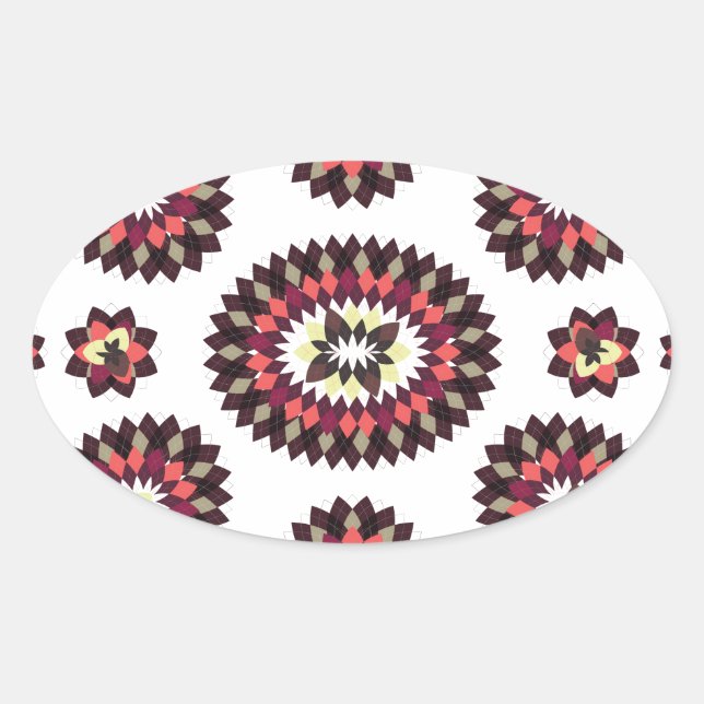 Mandala Flower Pattern Oval Sticker (Front)