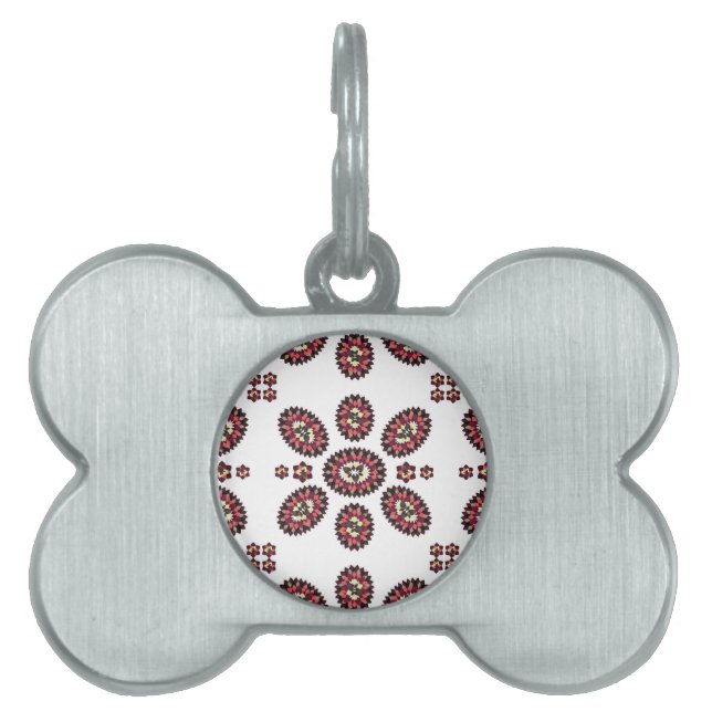 Mandala Flower Pattern Pet Name Tag (Front)