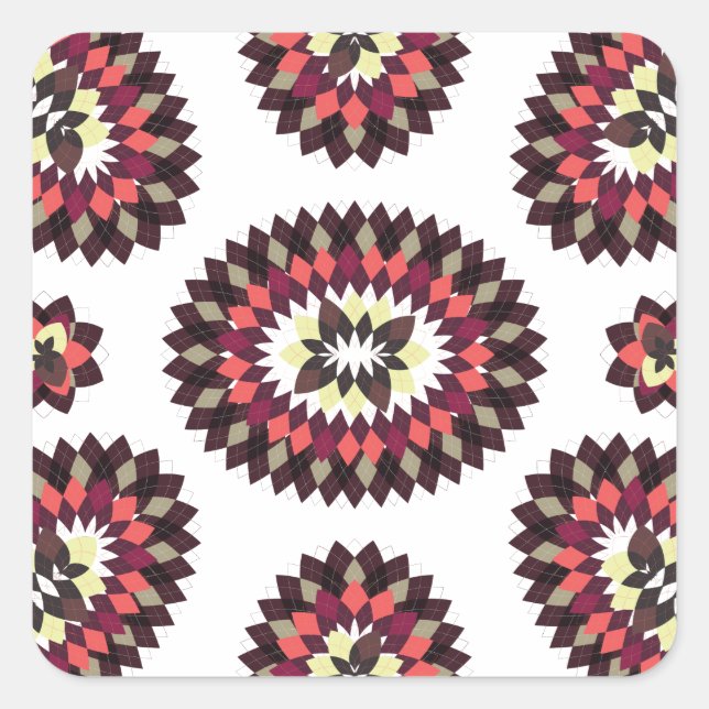 Mandala Flower Pattern Square Sticker (Front)