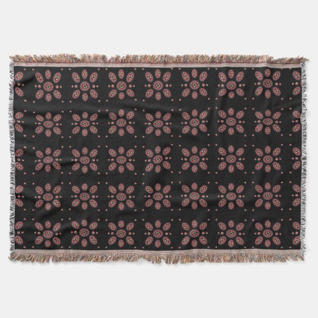 Mandala Flower Pattern Throw Blanket (Front)