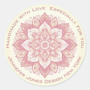 Mandala Flower Simple Vintage Pink Handmade Labels