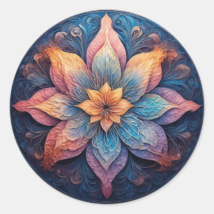 Mandala Flower Vibrant Spiritual Floral Boho Decor Classic Round Sticker
