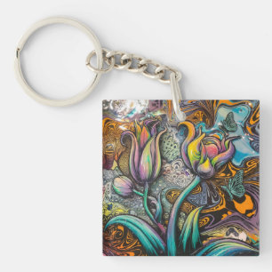 Mandala Flowers Keychain