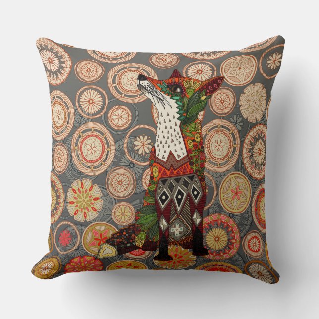 mandala fox throw pillow (Front)