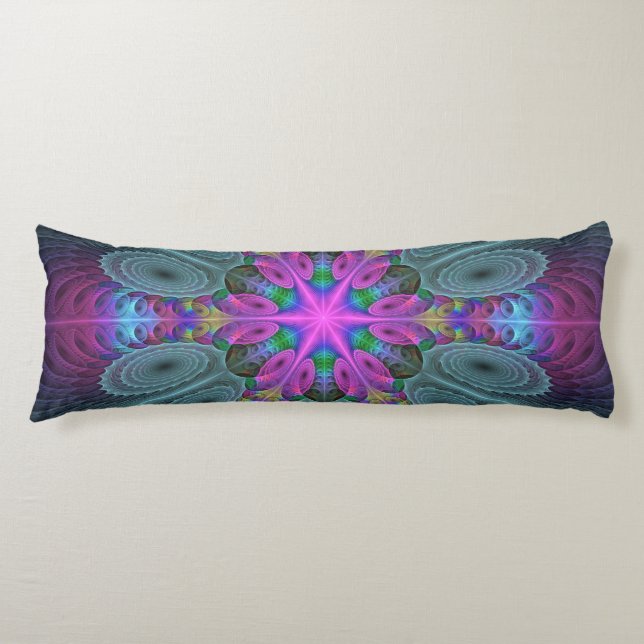Mandala From Centre Colourful Fractal Art With Pin Body Pillow (Front)