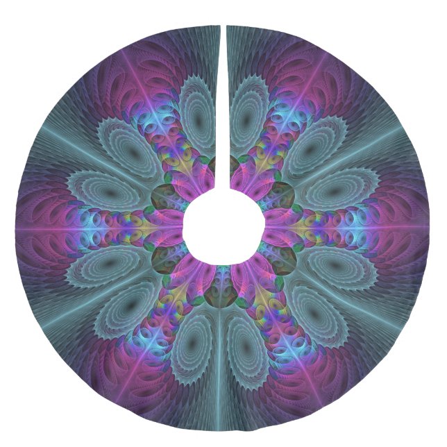 Mandala From Centre Colourful Fractal Art With Pin Brushed Polyester Tree Skirt (Front)