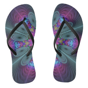 Mandala From Centre Colourful Fractal Art With Pin Flip Flops