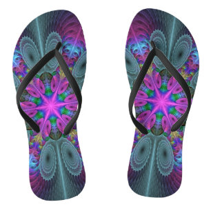 Mandala From Centre Colourful Fractal Art With Pin Flip Flops