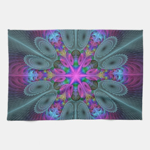 Mandala From Centre Colourful Fractal Art With Pin Kitchen Towel