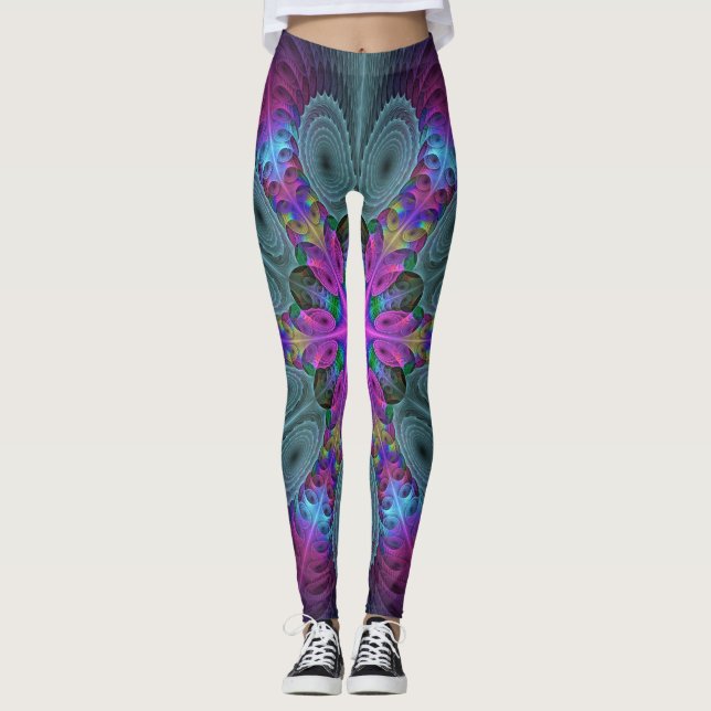 Mandala From Centre Colourful Fractal Art With Pin Leggings (Front)
