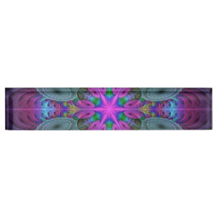 Mandala From Centre Colourful Fractal Art With Pin Nameplate