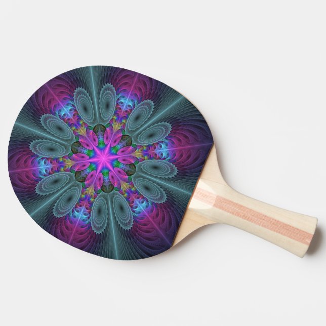 Mandala From Centre Colourful Fractal Art With Pin Ping Pong Paddle (Side)