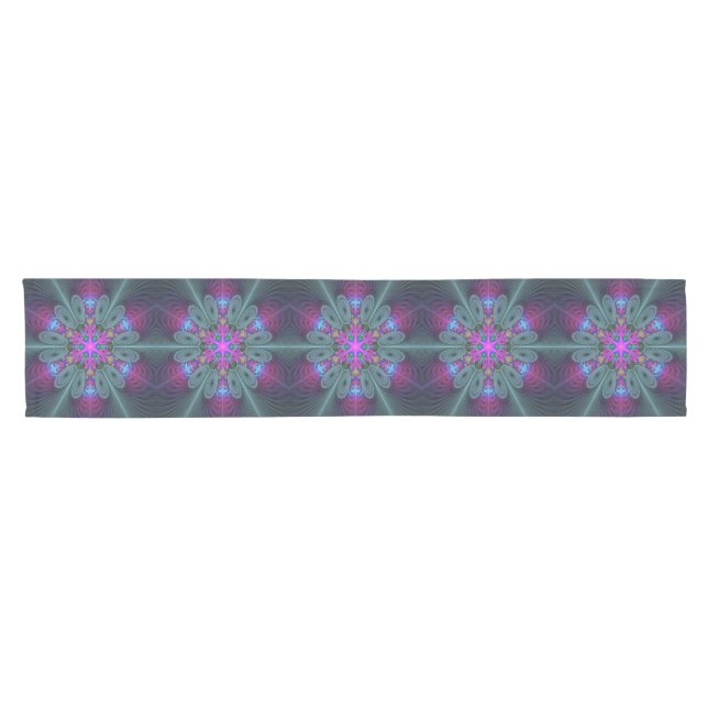 Mandala From Centre Colourful Fractal Art With Pin Short Table Runner (Horizontal)