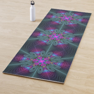 Mandala From Centre Colourful Fractal Art With Pin Yoga Mat