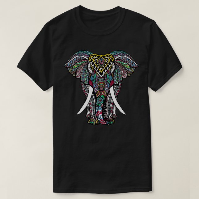 Mandala Ganesha African Elephant T-Shirt (Design Front)