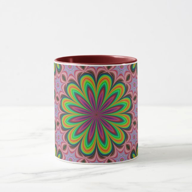 Mandala Geometric Rosette Retro Hippie Mug (Center)