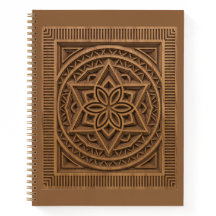 Mandala géométrique en bois sculpté en 3D Journal