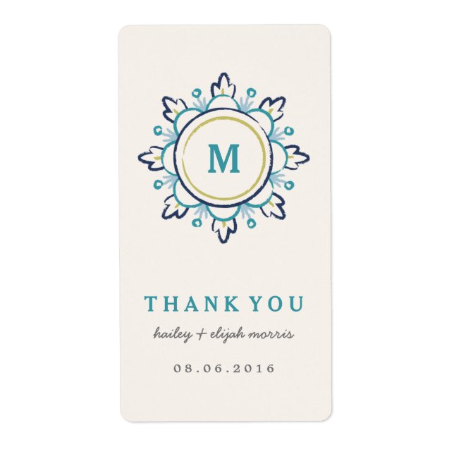Mandala Gift Tag Étiquette - Turquoise (Devant)