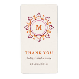 Mandala Gift Tag Label - Tangerine